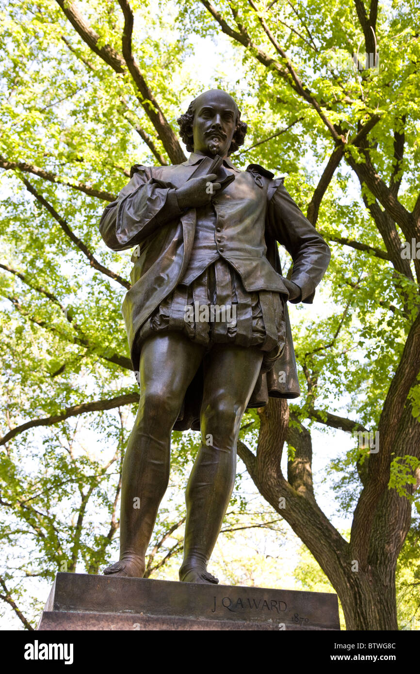 Shakespeare statue at South Quadrant in Central Park Stock Photo