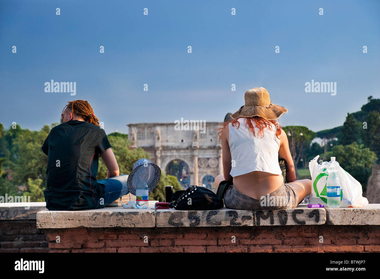 Young travelers in Rome Italy Stock Photo