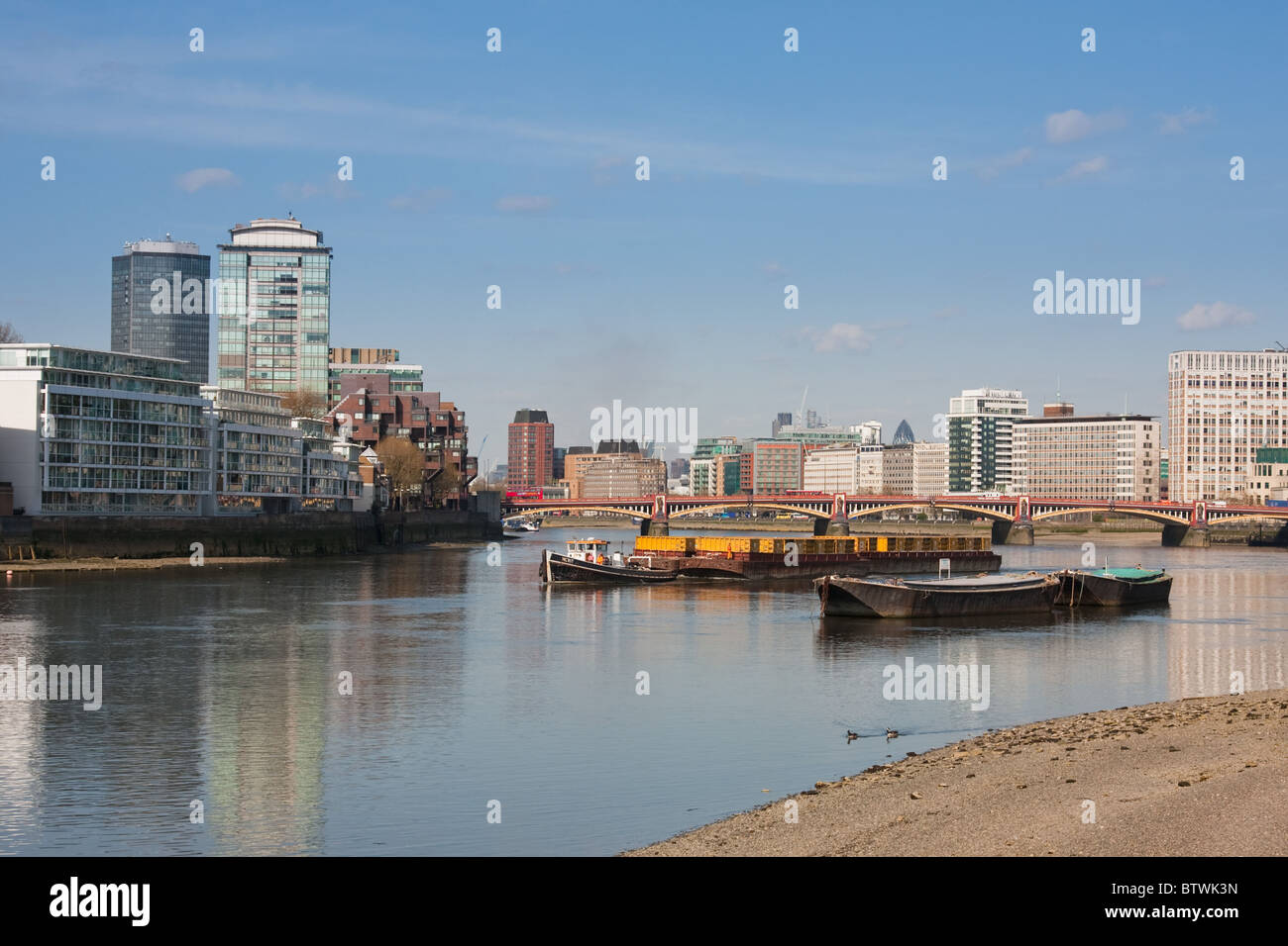 Vauxhall and the River Thames in London England Stock Photo