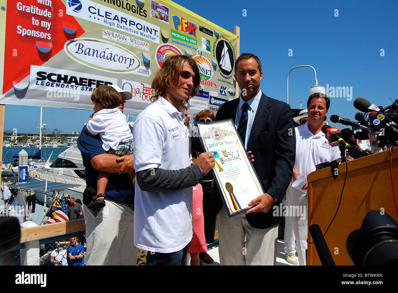 Zac Sunderland Youngest Ever To Sail Solo Around the World Stock Photo