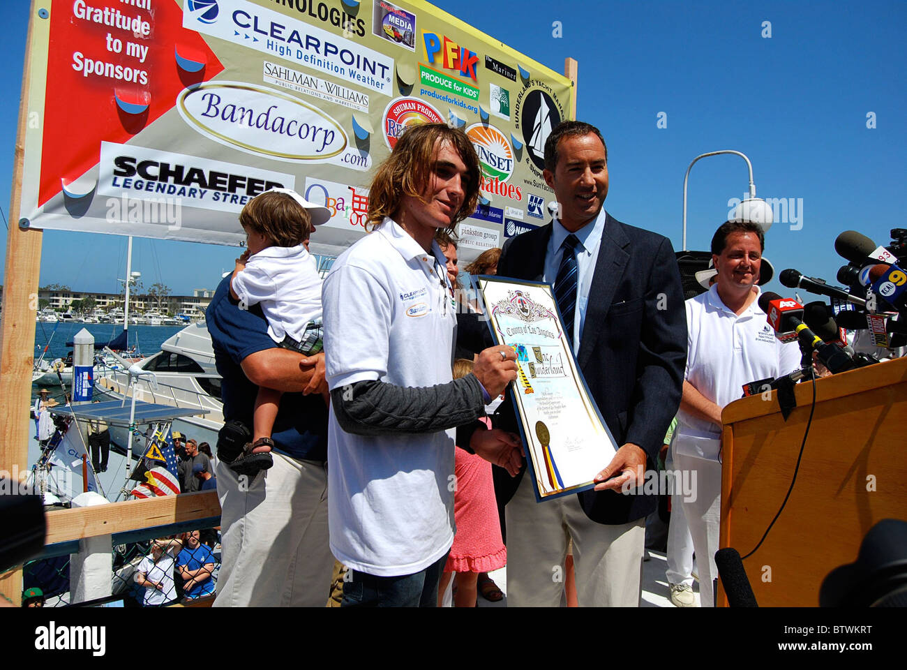 Zac Sunderland Youngest Ever To Sail Solo Around the World Stock Photo