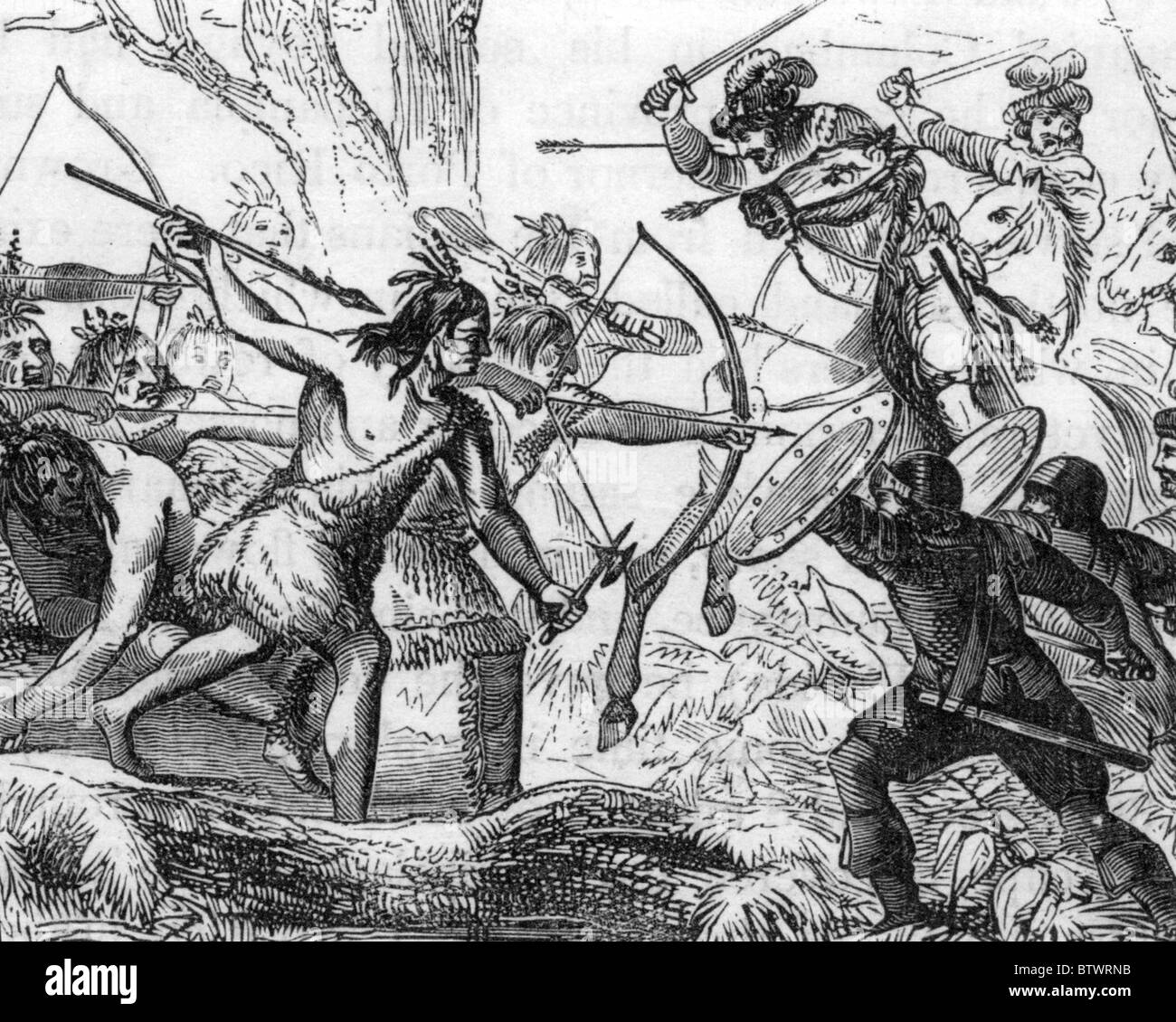 CALUSA INDIANS on Florida's southwest coast attack Hernando de Soto's expedition in 1539 Stock Photo