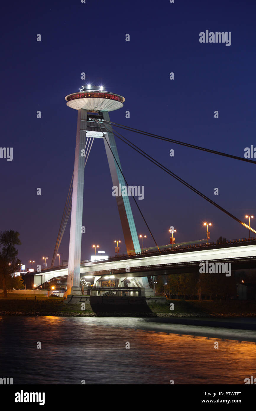 Novy Most bridge over the Danube river, Bratislava, Slovakia Stock Photo