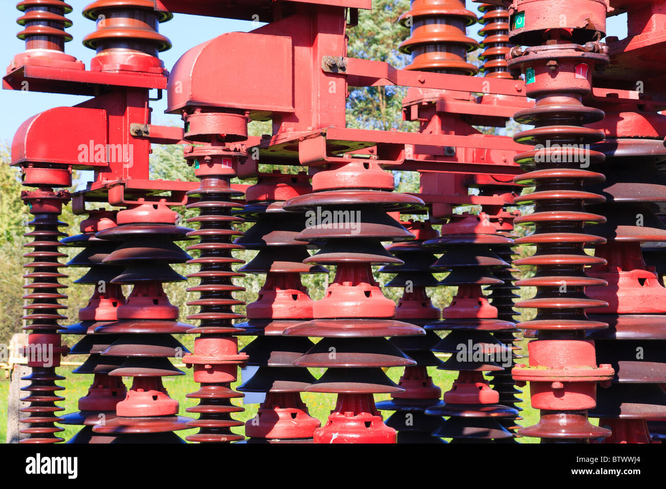 High voltage circuit breaker in a power substation Stock Photo Alamy