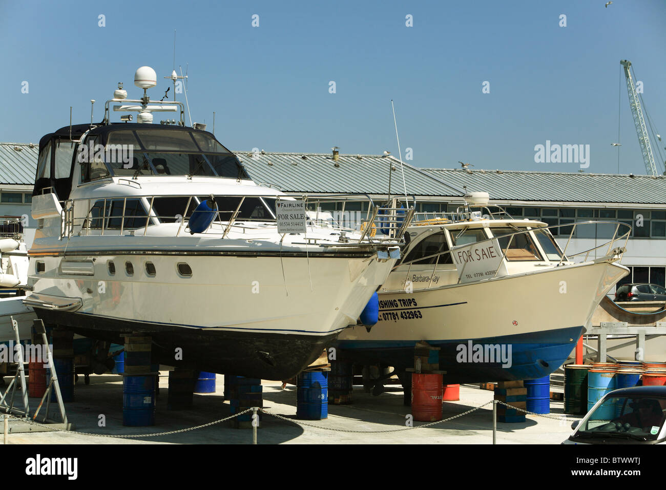 Boats for sale Castle Pier St Peter Port Guernsey Stock Photo Alamy