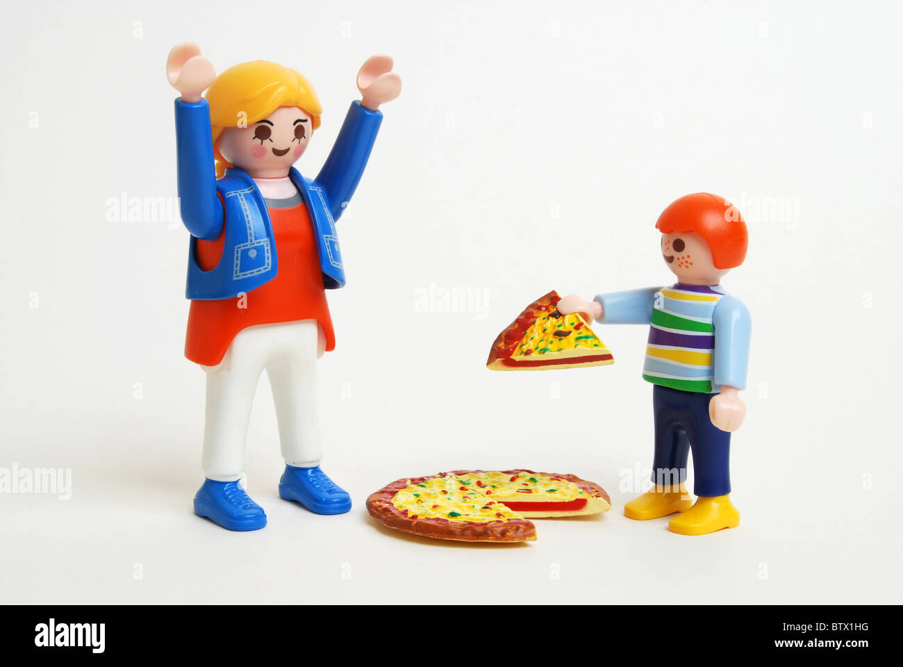 Fast food pizza diet obesity children illness fat Stock Photo