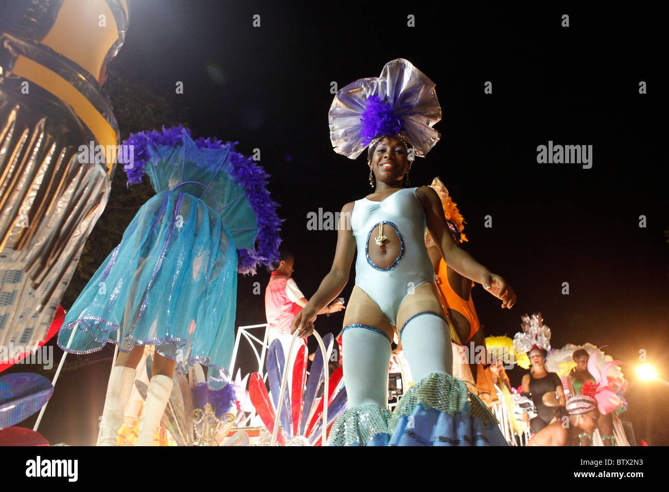 The  carnival in Santiago de Cuba held each year in the last week of July. Stock Photo