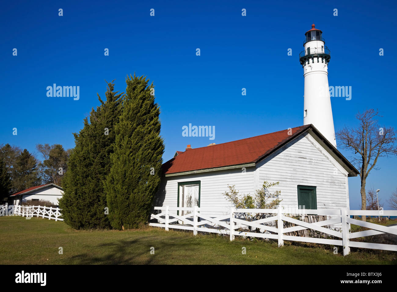 Wind point lighthouse wisconsin fall hires stock photography and
