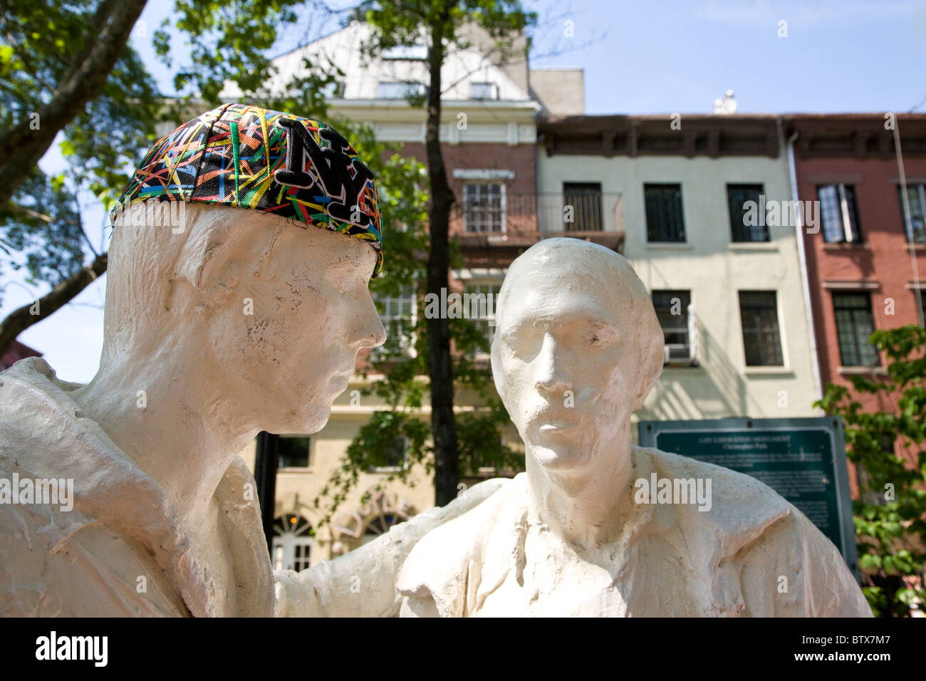 Gay Liberation statue in Christopher Park in Greenwich village Stock Photo