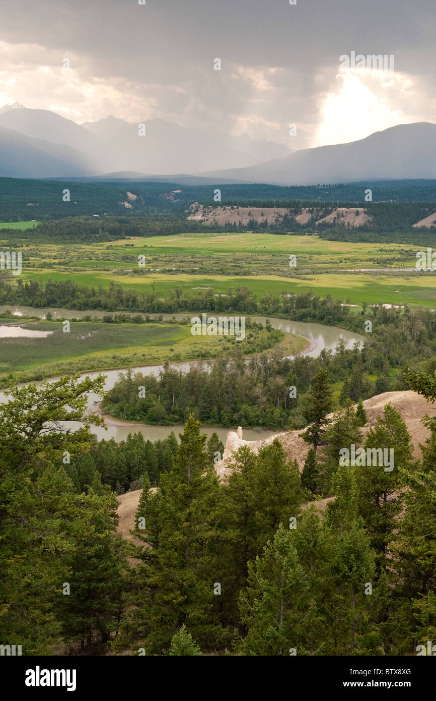 Overview of Columbia Wetlands, at a viewpoint on British Columbia Highway 95 north of Invermere Stock Photo