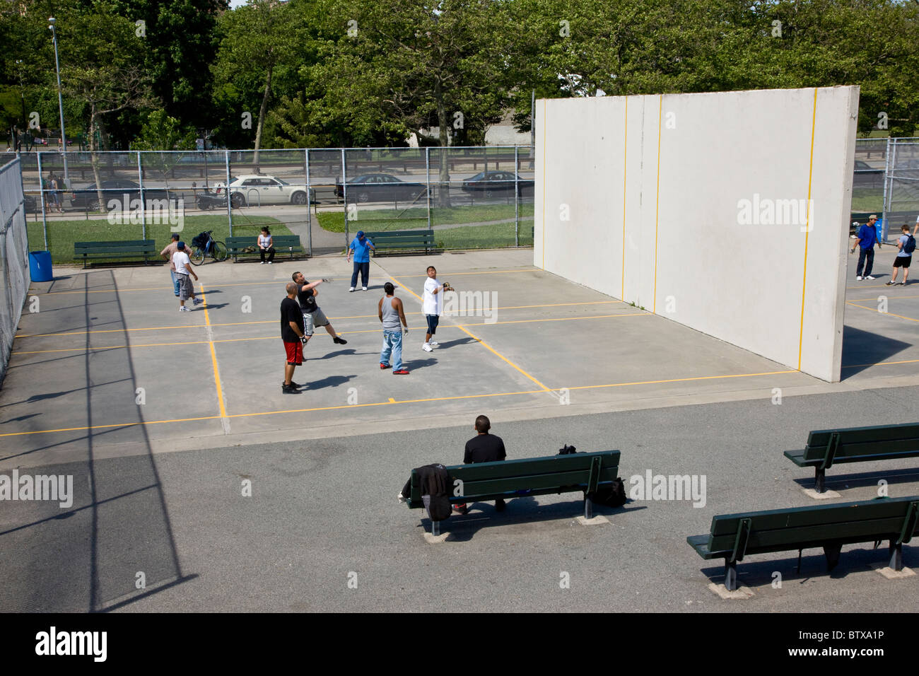 Handball being played near Brighton Beach in Brooklyn Stock Photo Alamy