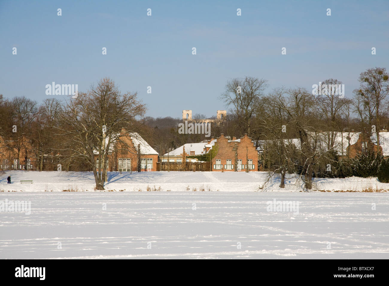 landscape with snow and houses Stock Photo - Alamy