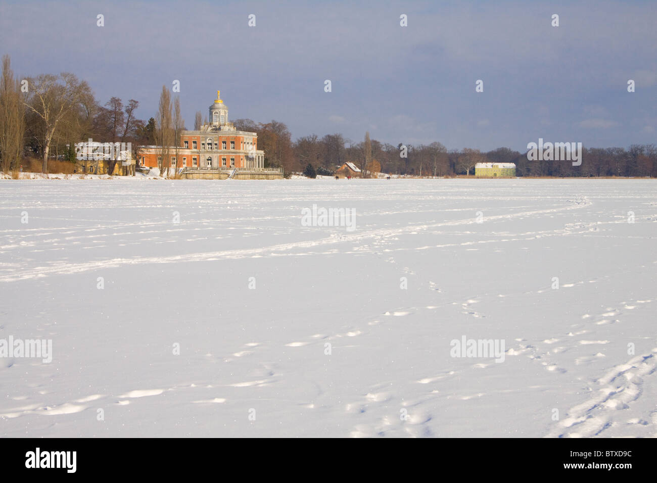 landscape with snow and houses Stock Photo - Alamy