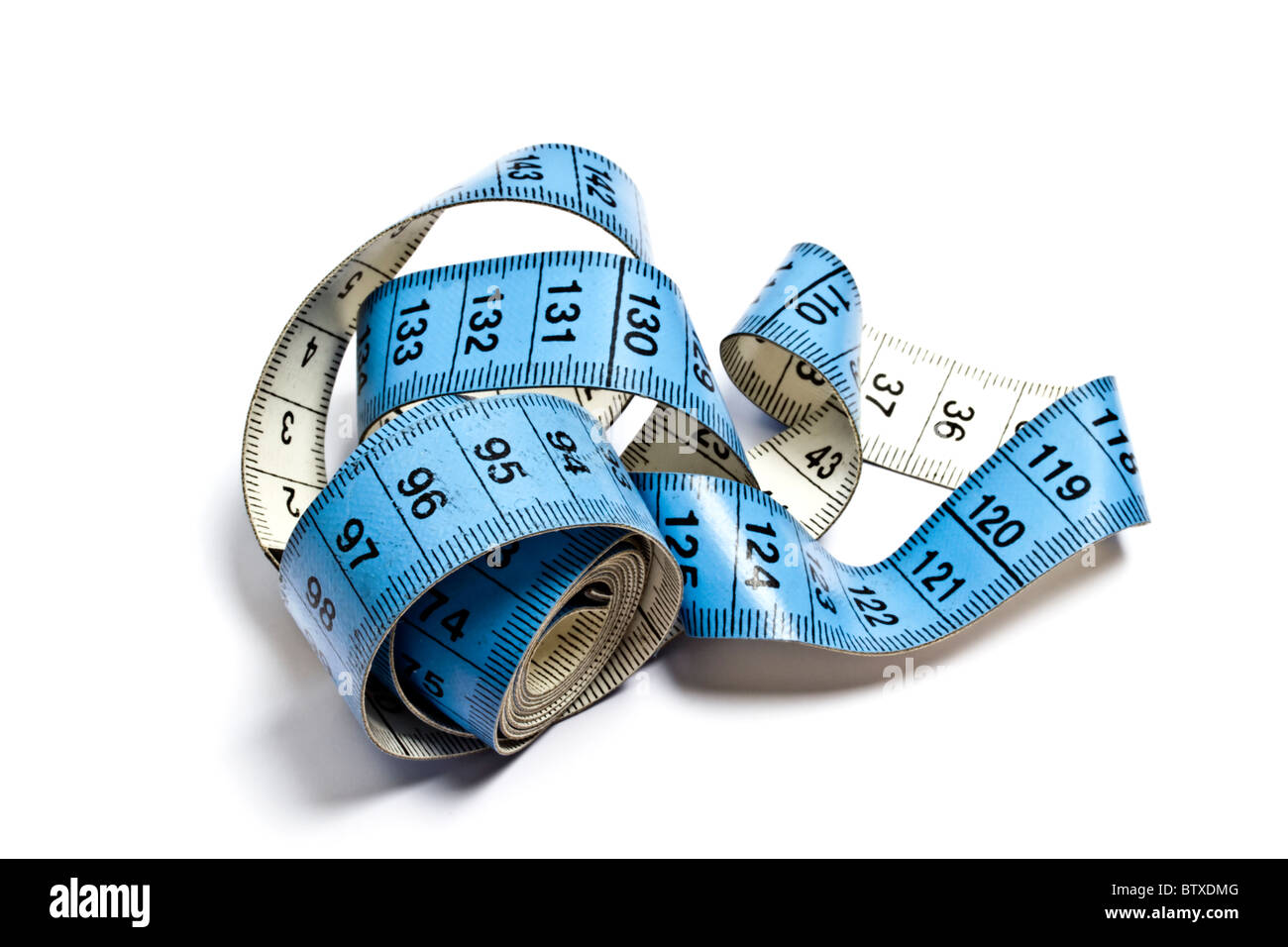 Blue tape measure isolated on white background Stock Photo Alamy