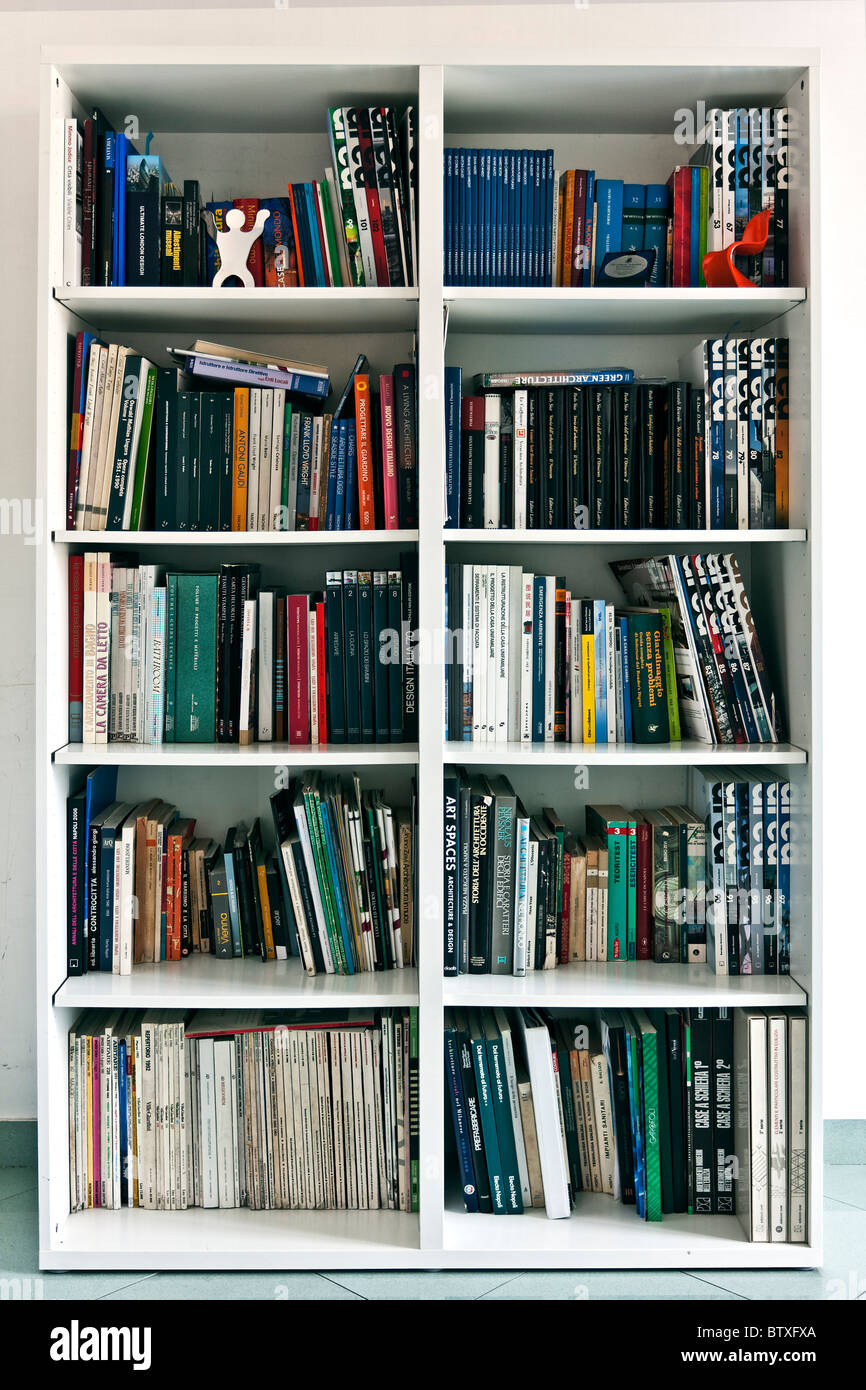 Bookcase full of Architecture books Stock Photo