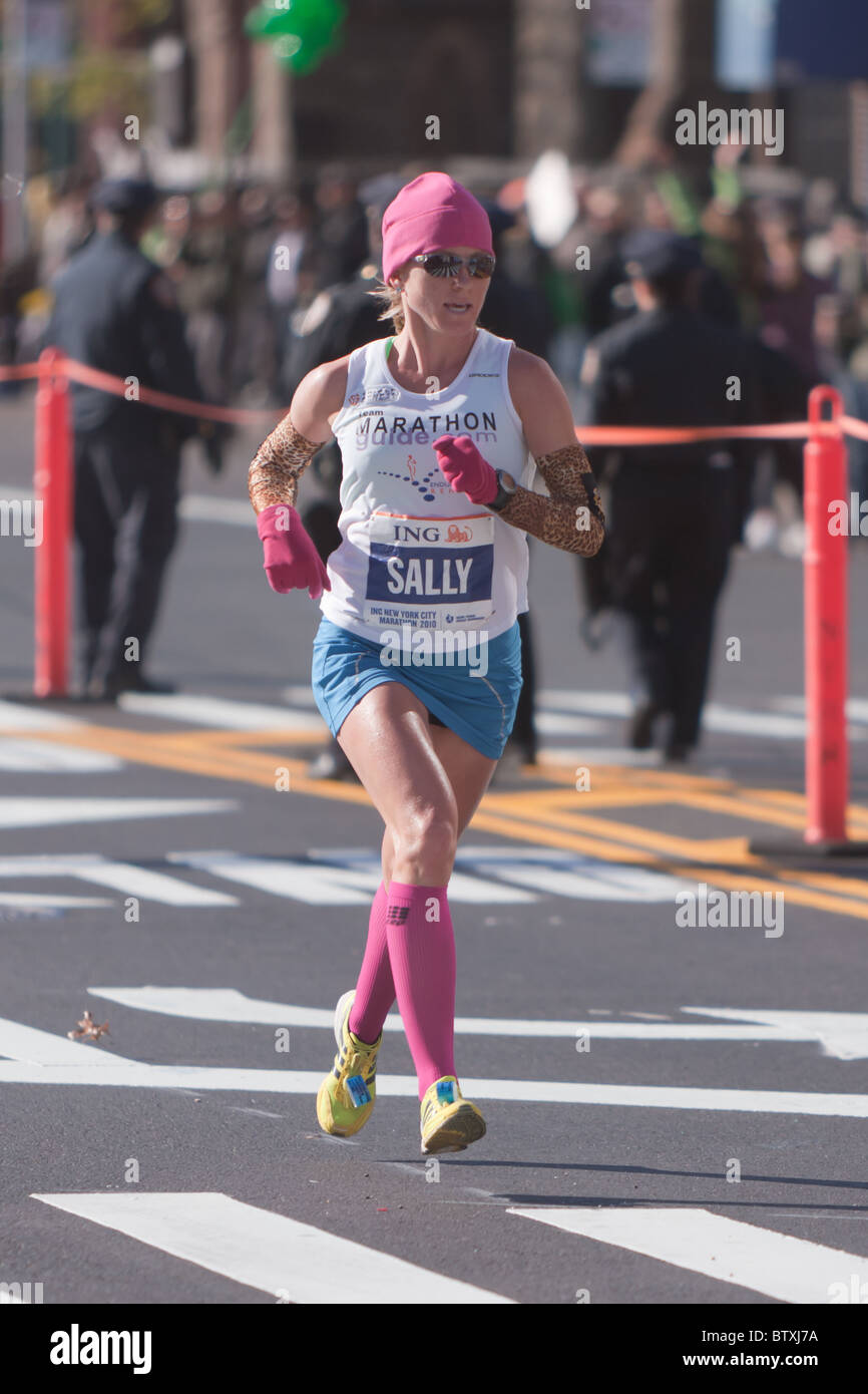 Sally Meyerhoff of the USA approaches the 8 mile mark on 4th avenue in