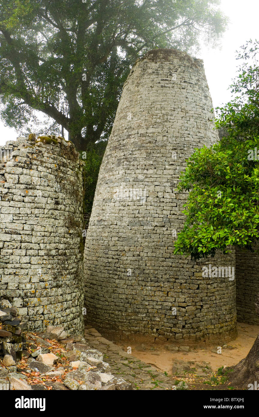 The Conical Tower at the ruined city of Great Zimbabwe Stock Photo