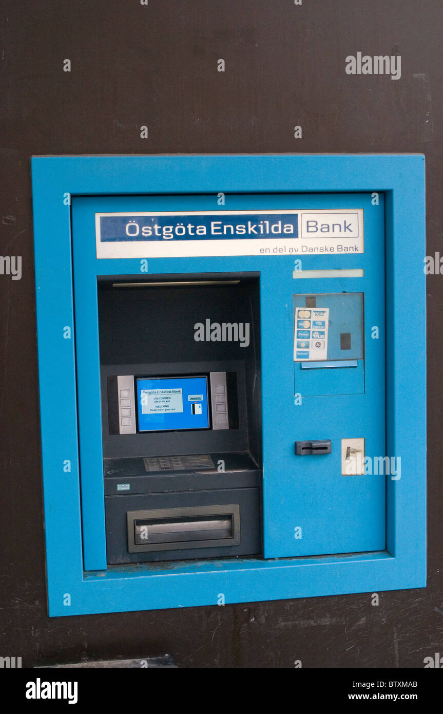 Ostgota Enskilda Sweden Swedish Bank Banks Cash Machine Machines Dispenser Money Point Points Pin Number Numbers Banking Sector Stock Photo Alamy