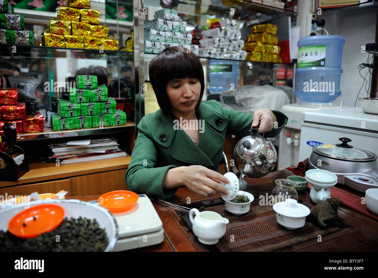 A tea store at Maliandao Tea Market in Beijing, China.10Nov2010 Stock