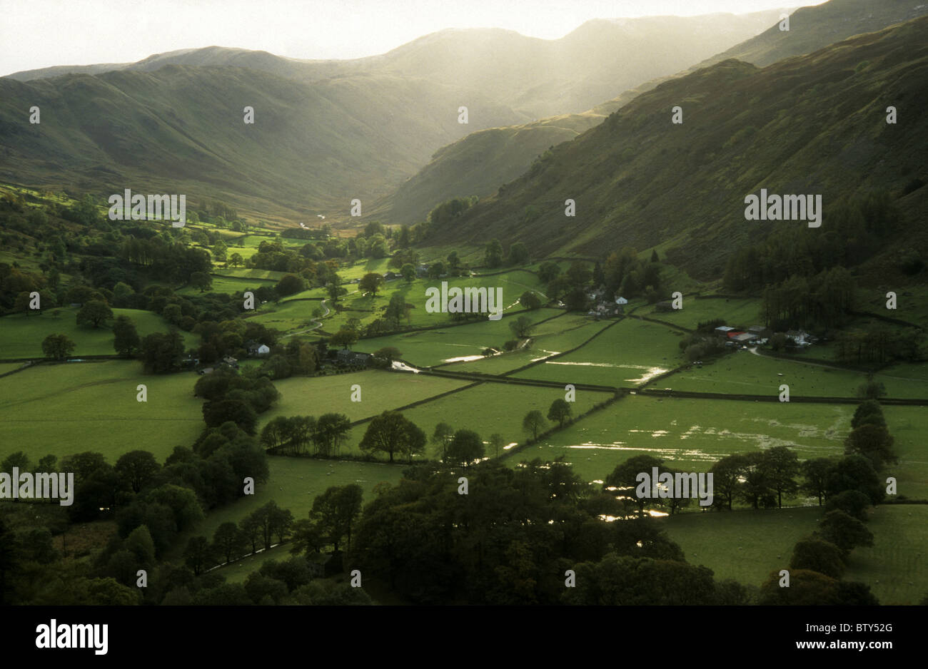 The valleys of Patterdale and Deepdale in the English Lake District. Stock Photo