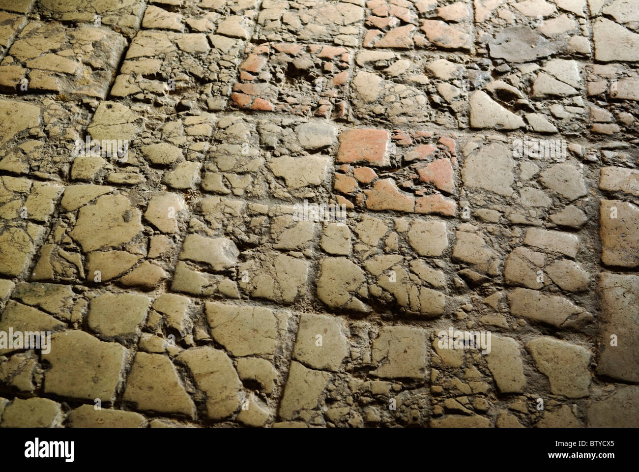 Ancient tiled floor at Trottiscliffe village church Kent UK. Stock Photo
