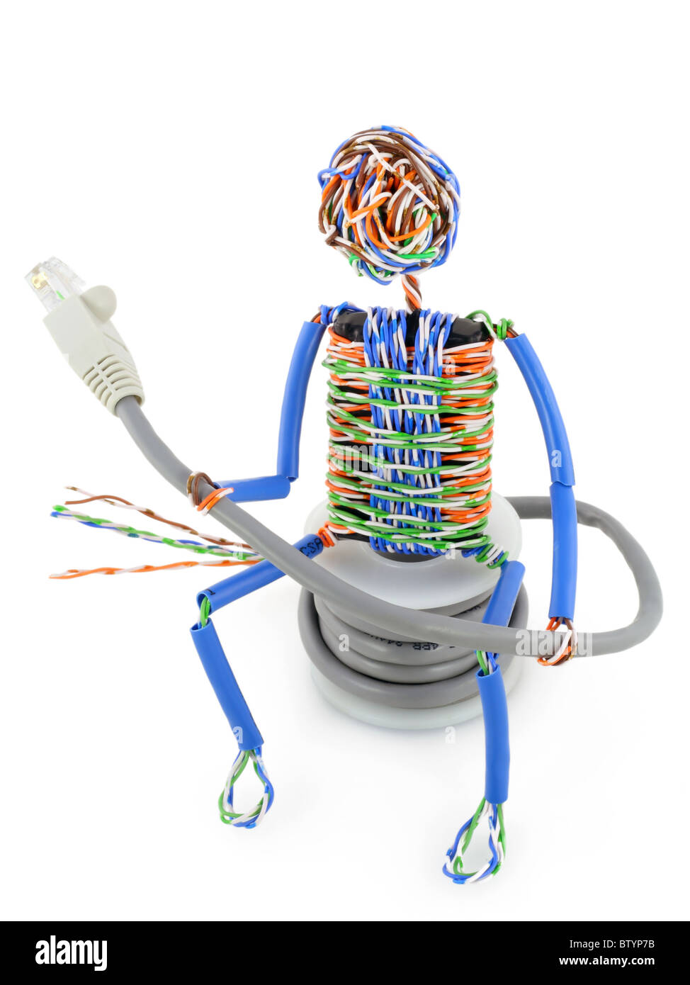 Twisted man with a  cable Stock Photo
