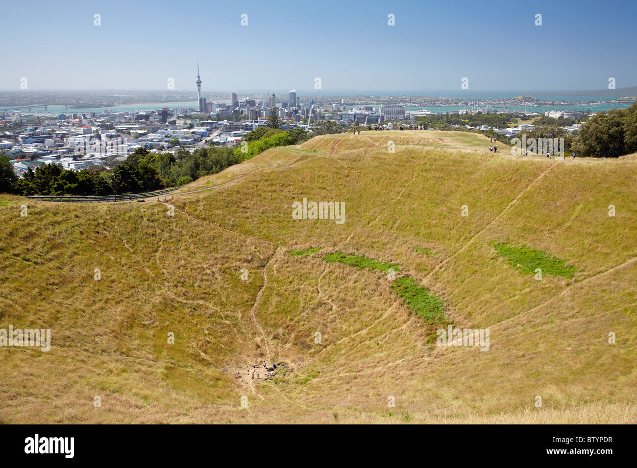 Crater, Mount Eden, Auckland, North Island, New Zealand Stock Photo