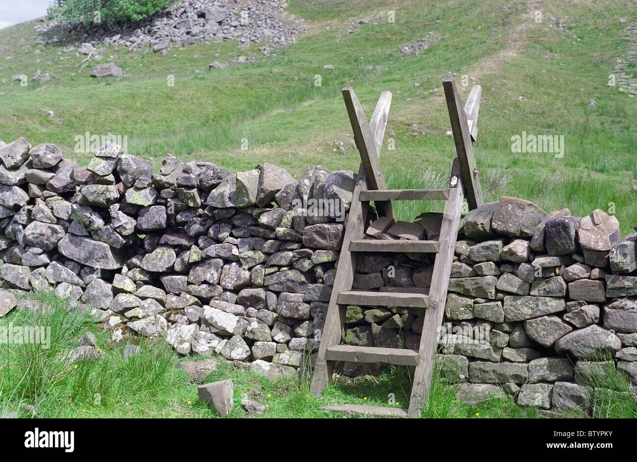 Ladder Stile Over a Dry Stone Wall Stock Photo Alamy