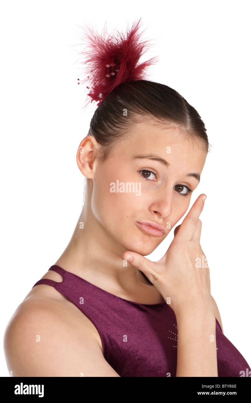 Studio shot of beautiful young girl in tap dancing costume Stock Photo