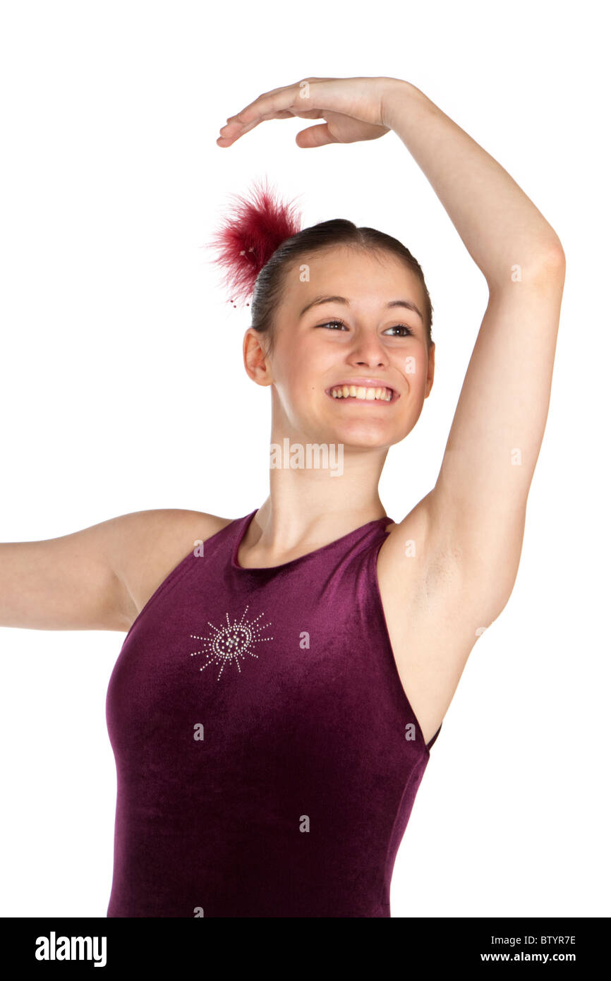 Studio shot of beautiful young girl in tap dancing costume Stock Photo