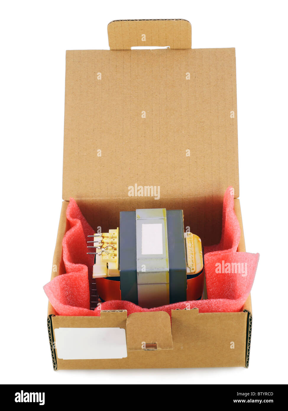 Cardboard packing for electronic spare parts Stock Photo Alamy