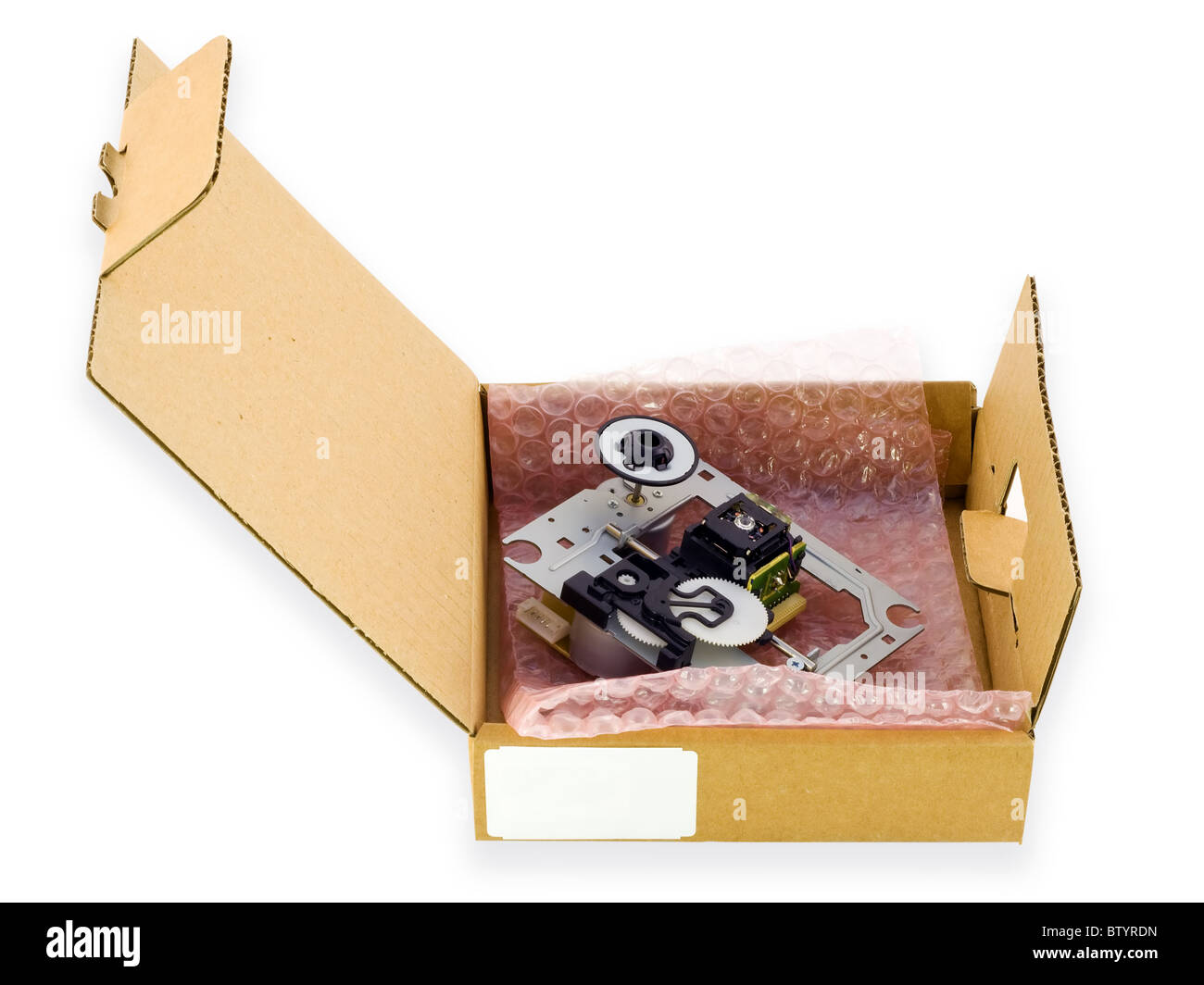 Cardboard packing for electronic spare parts Stock Photo