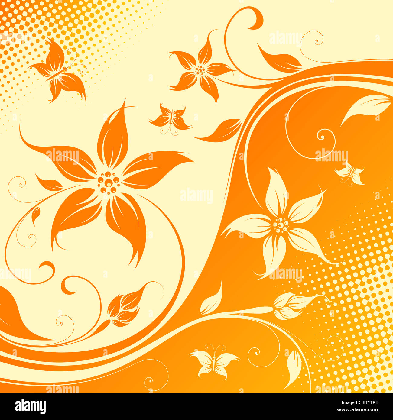 Abstract Floral Background with butterfly. Vector illustration ...
