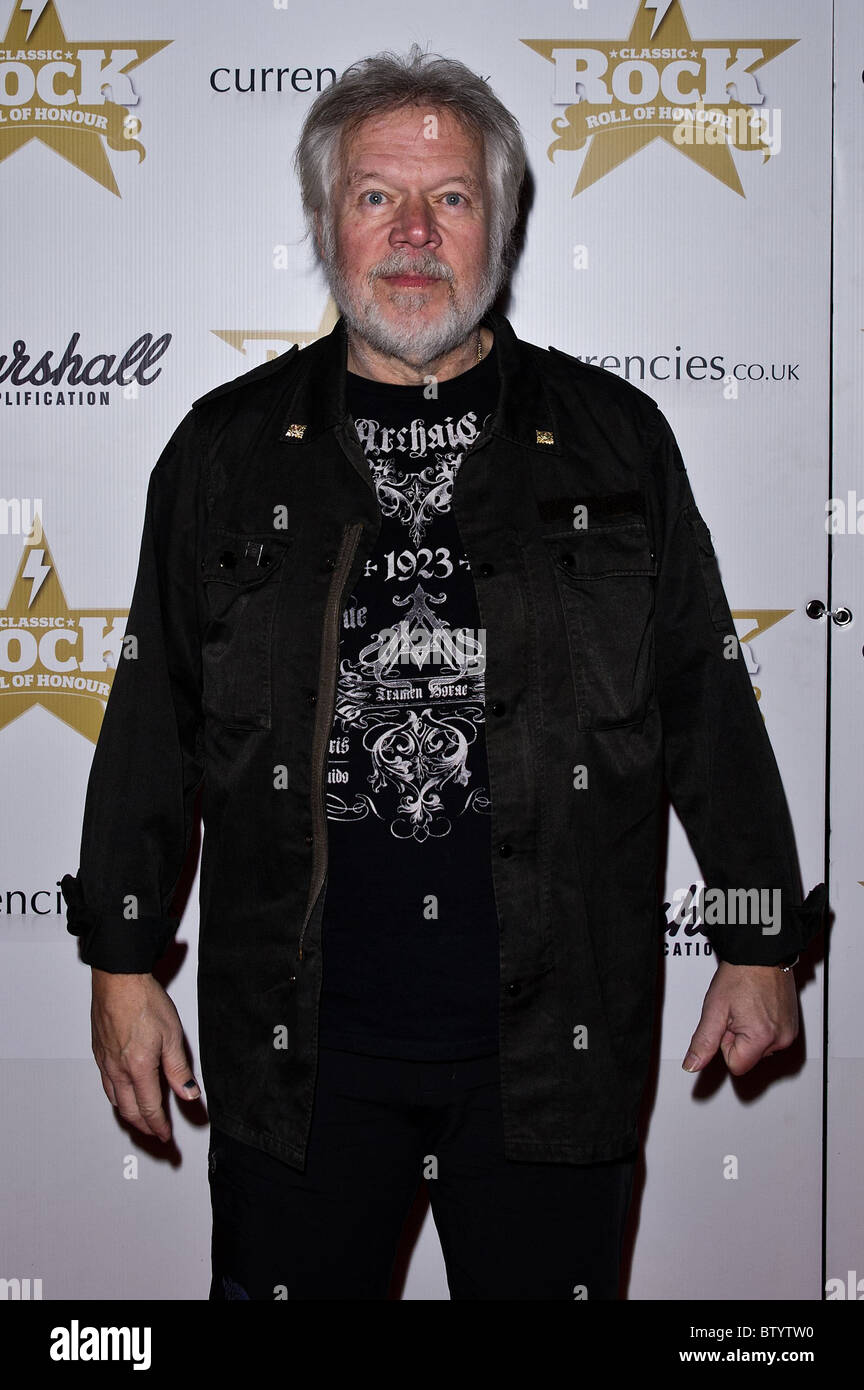 Randy Bachman arrives at Marshall Classic Rock Roll of Honour Awards at The Roundhouse, Camden Town, 10 November 2010 Stock Photo