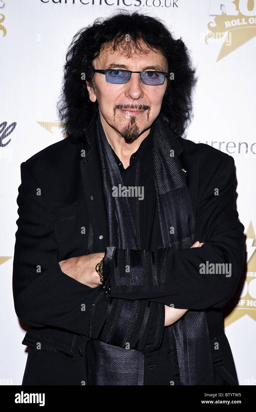 Tony Iommi arrives at Marshall Classic Rock Roll of Honour Awards at The Roundhouse, Camden Town, 10 November 2010 Stock Photo