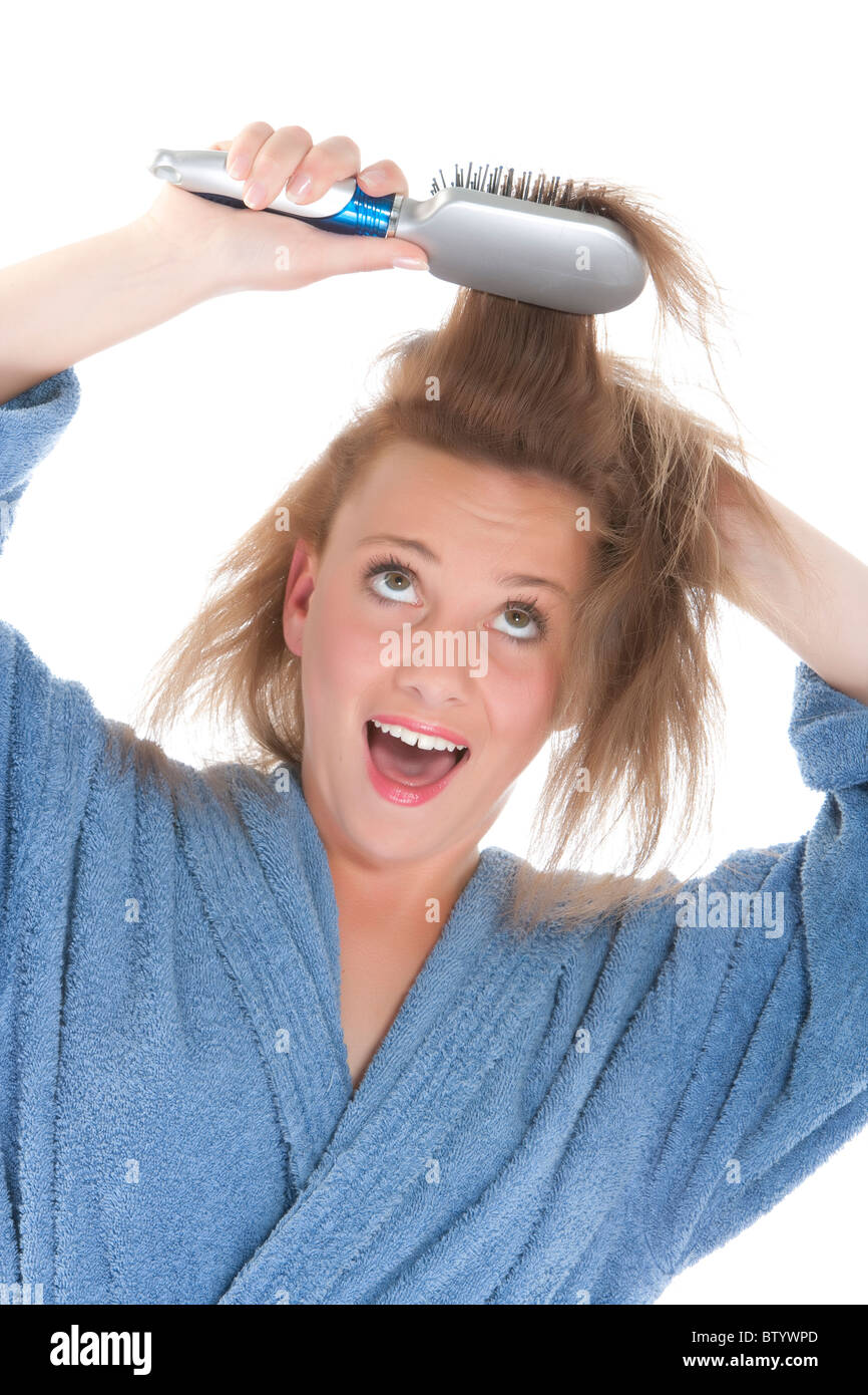 girl who brush their hair Stock Photo Alamy