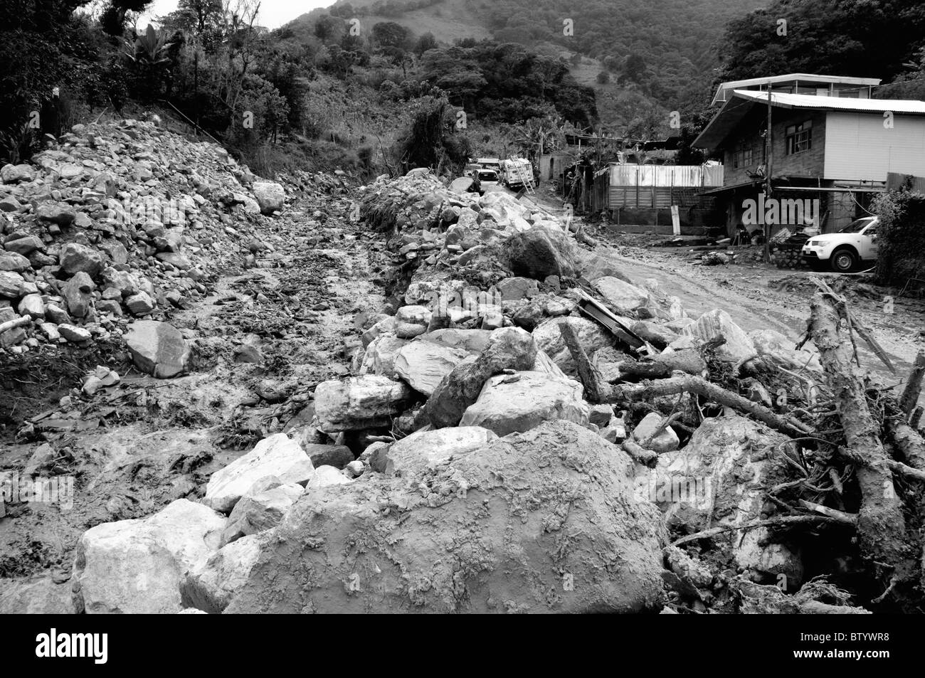 Landslide and flood Escazu Central Valley Costa Rica November 2010 Stock Photo