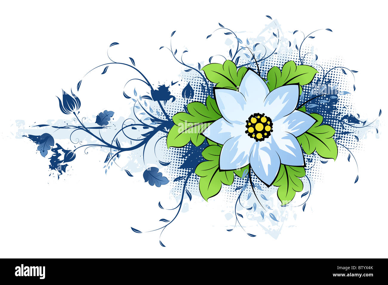 Summer flower with leaves on grunge background Stock Photo - Alamy