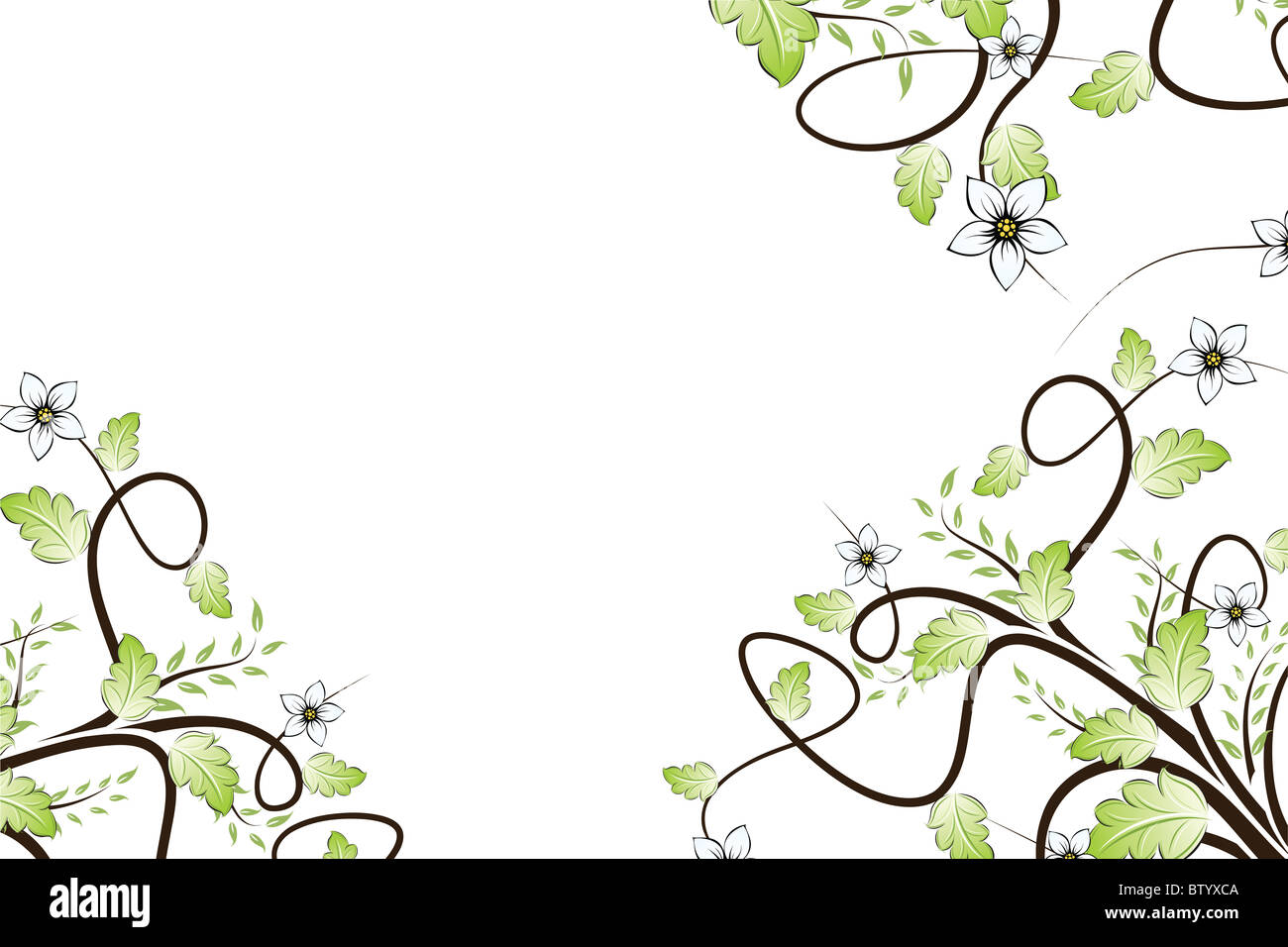 Abstract vector floral background with leaves isolated on white Stock ...