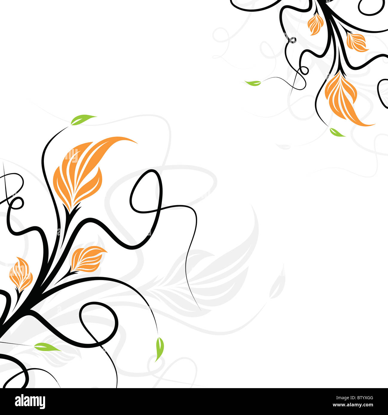 Abstract vector floral background with leaves isolated on white Stock ...