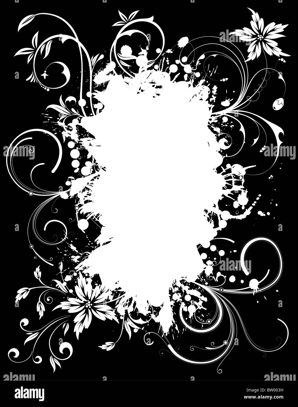 Grunge Floral Frame for design, vector illustration Stock Photo - Alamy