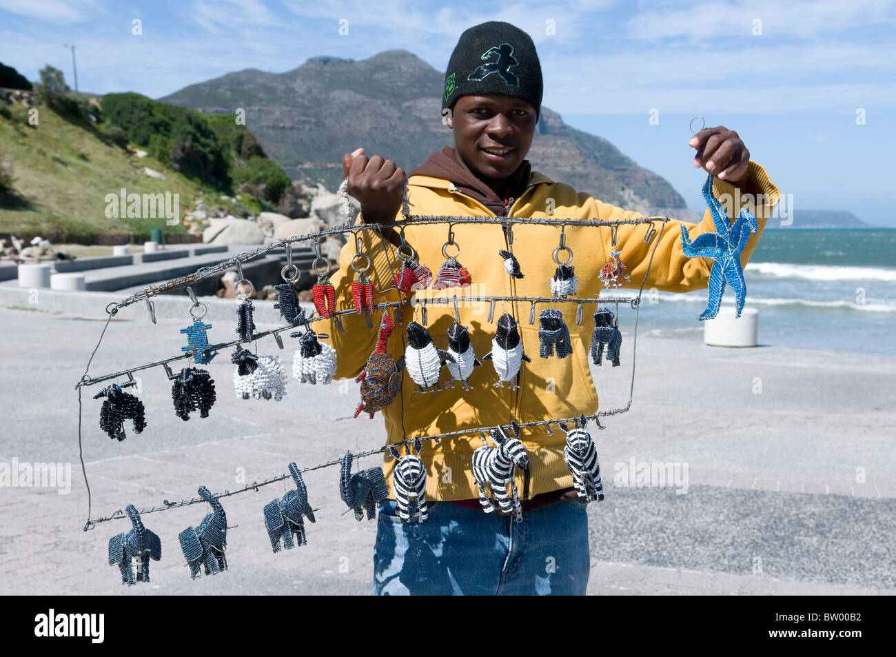 Man selling souvenirs on the beach, South Africa Stock Photo Alamy