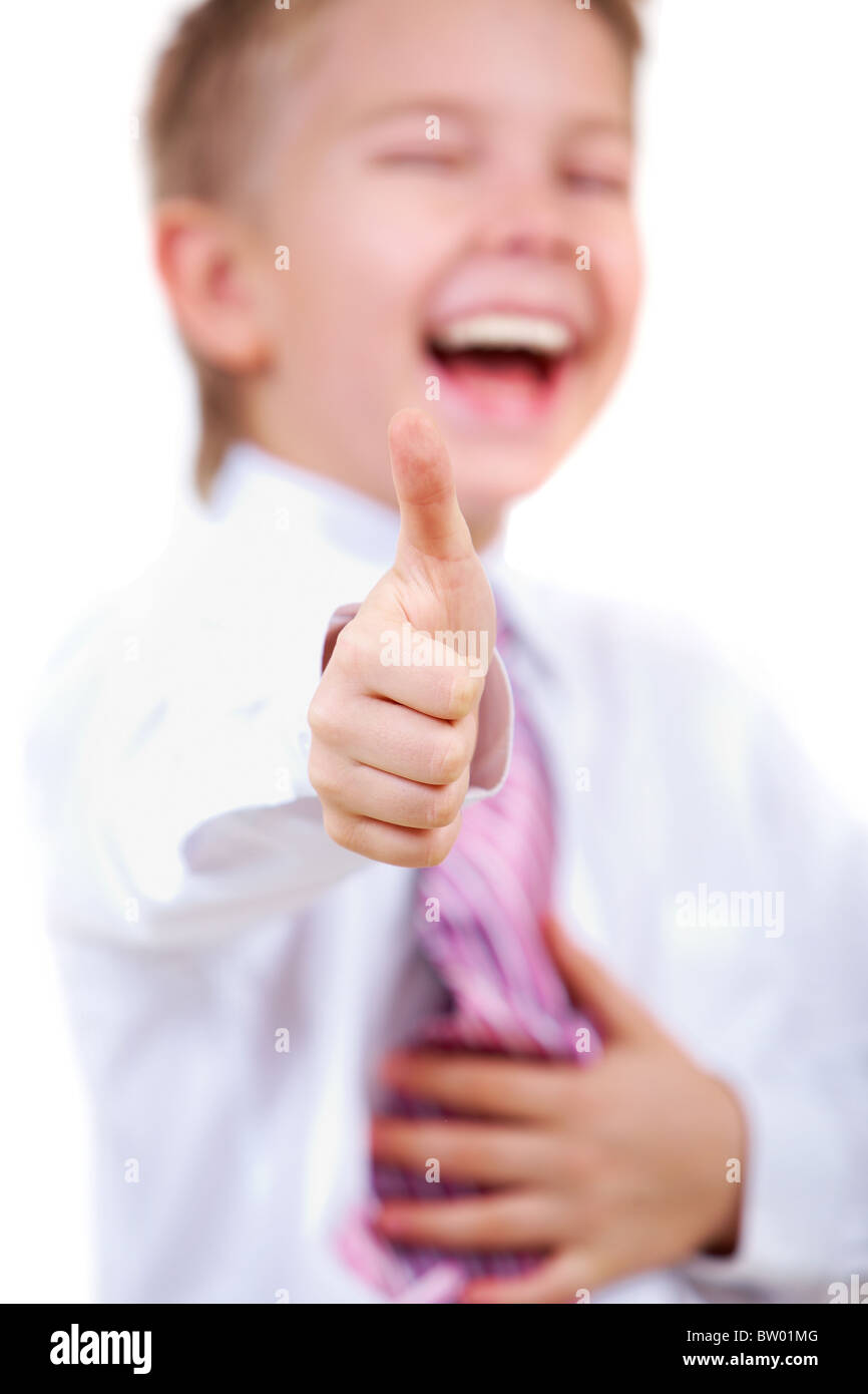 Image of happy boy showing thumb up Stock Photo - Alamy