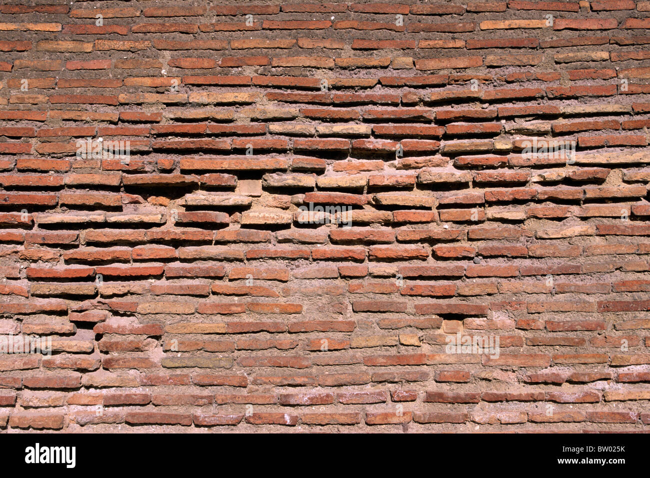 Italy, Rome, Aurelian Walls, red bricks close up Stock Photo