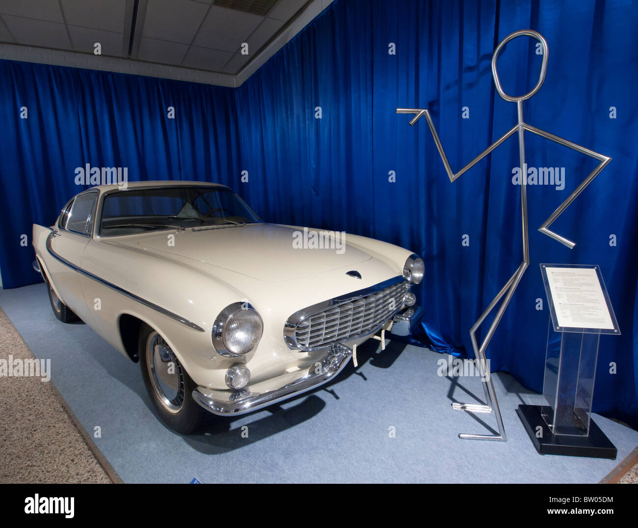 Volvo Prototype P1800 sports car as used on TV The Saint on display at Volvo Museum in Gothenburg Sweden Stock Photo