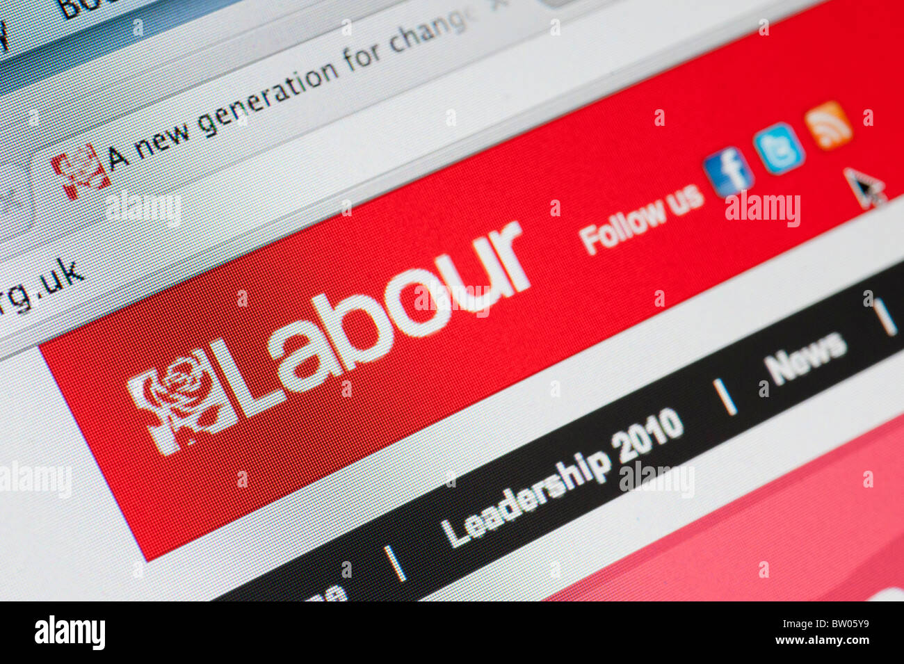 Detail of screenshot from website of the Labour political party in the United Kingdom Stock Photo