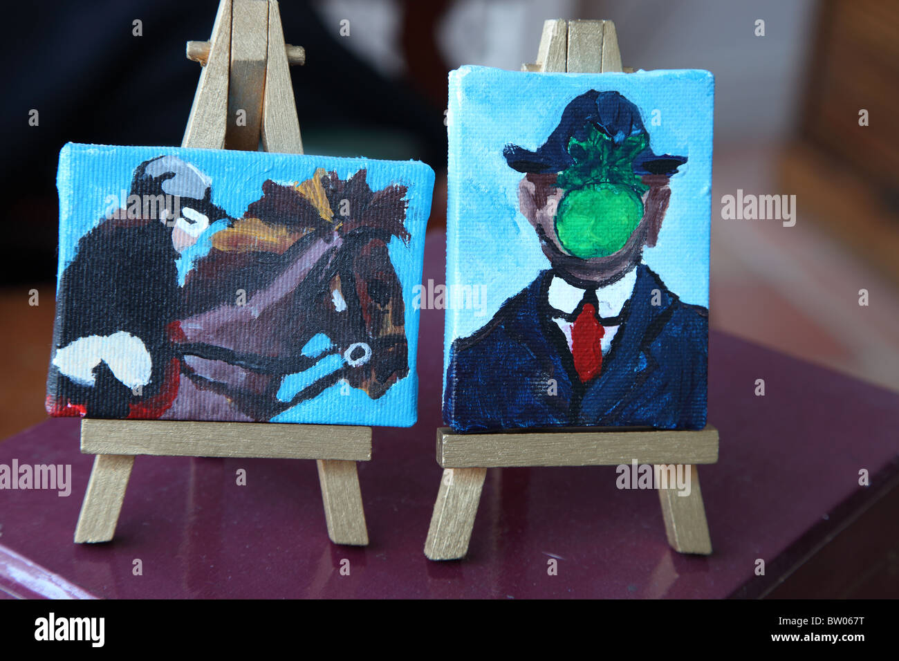 Miniature paintings as Christmas presents Stock Photo