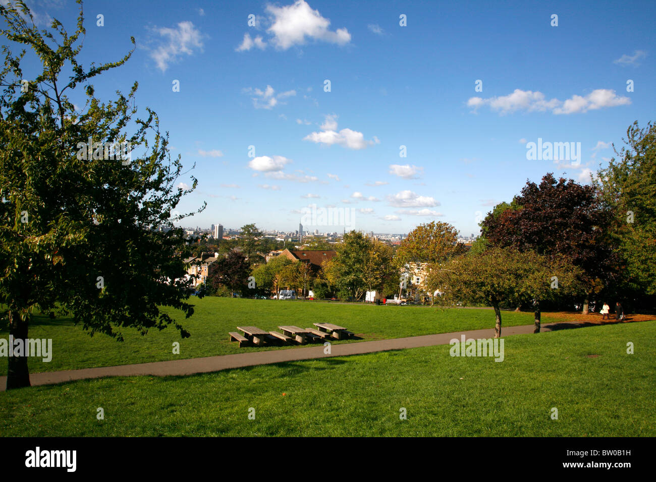 Panoramic view of central London from Telegraph Hill, New Cross, London, UK Stock Photo