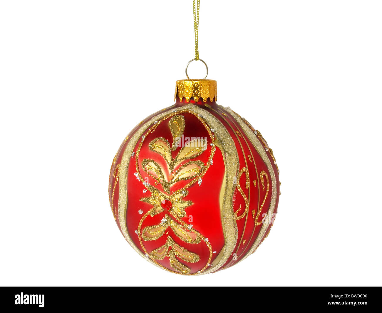 Christmas tree red ball decoration isolated on white background Stock ...
