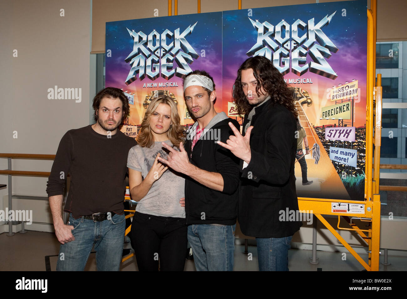 New Broadway Musical ROCK OF AGES Cast Photo Op Stock Photo Alamy